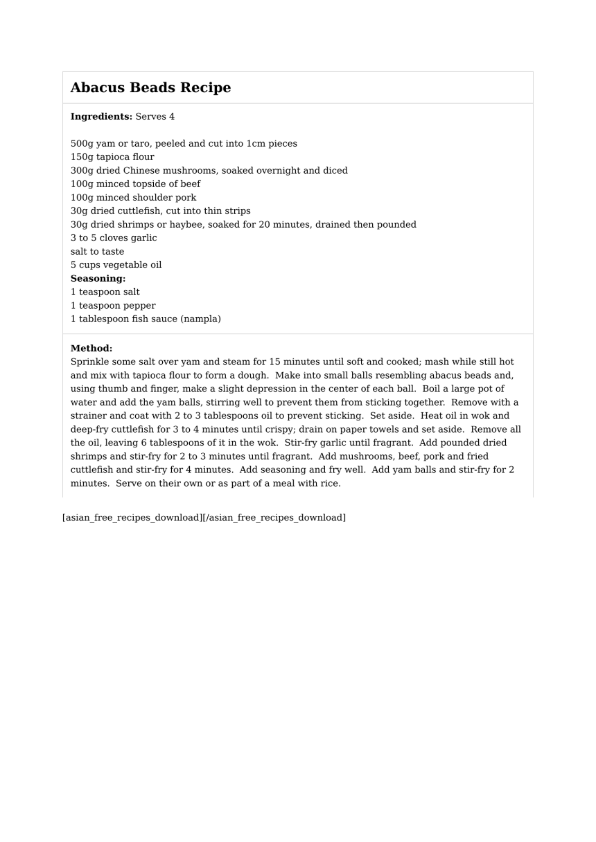 Abacus Beads Recipe
