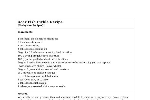 Acar Fish Pickle Recipe