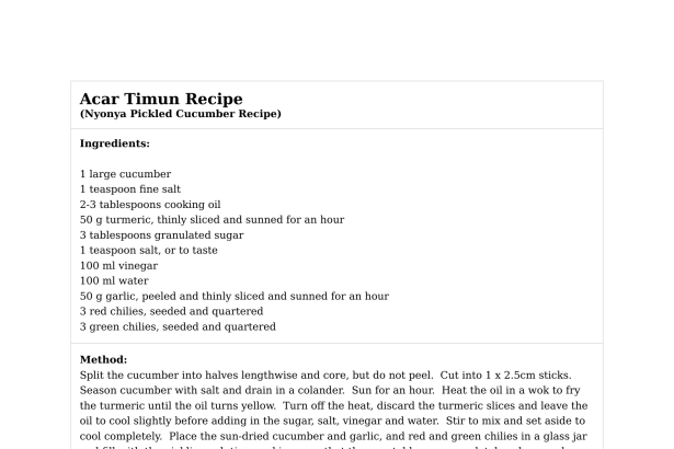 Acar Timun Recipe