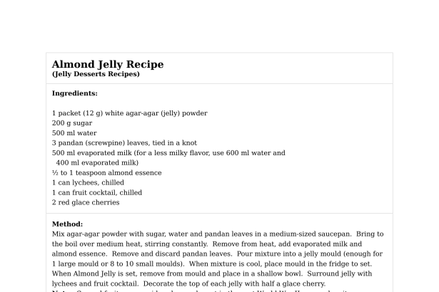 Almond Jelly Recipe