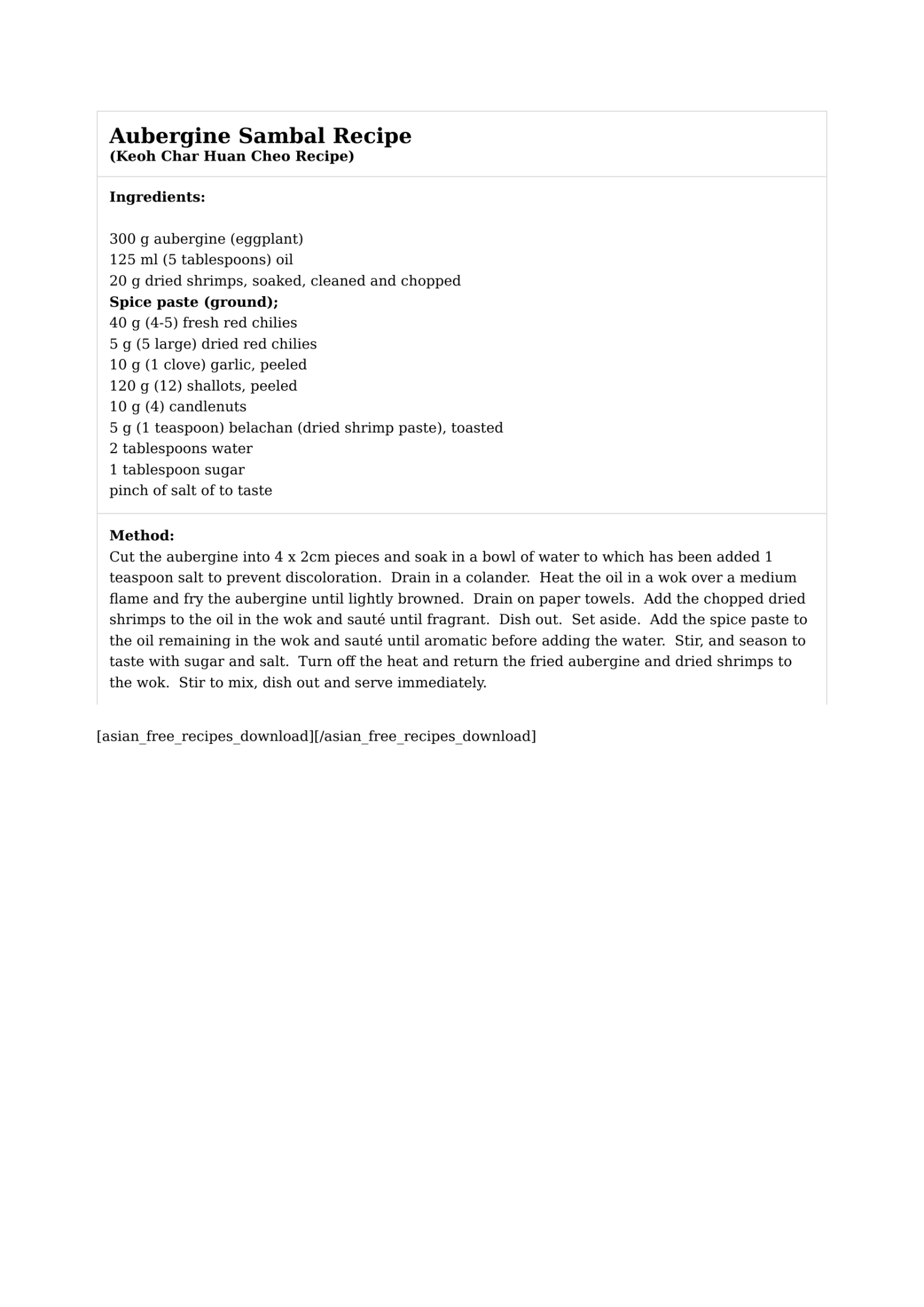 Aubergine Sambal Recipe