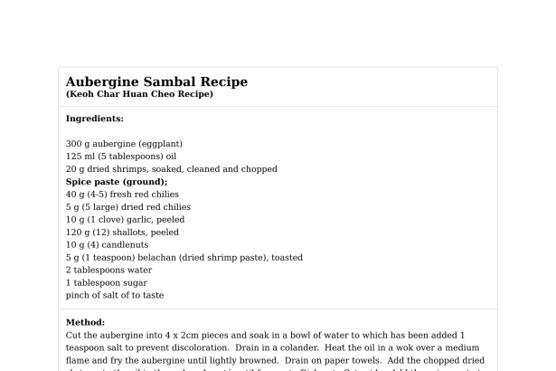 Aubergine Sambal Recipe