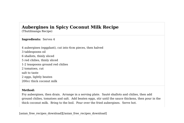 Aubergines in Spicy Coconut Milk Recipe