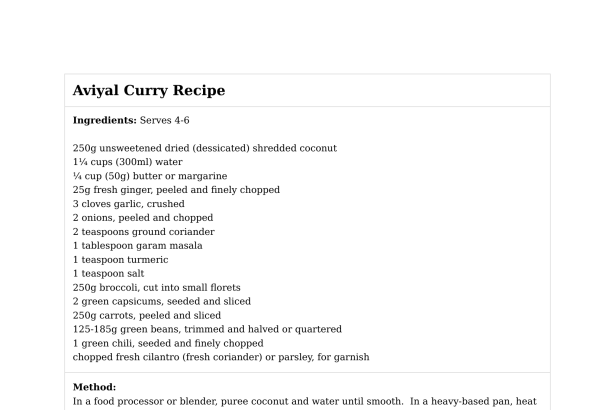 Aviyal Curry Recipe