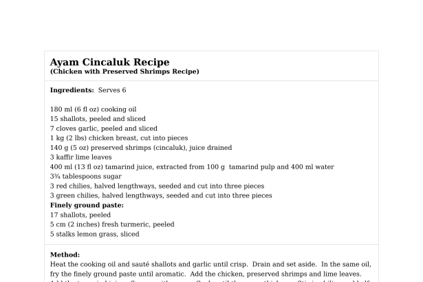 Ayam Cincaluk Recipe