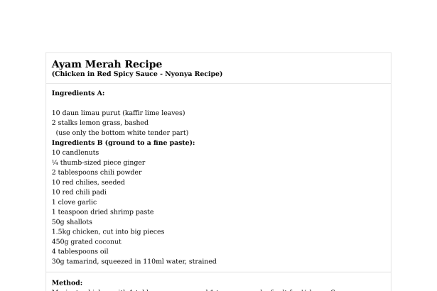 Ayam Merah Recipe