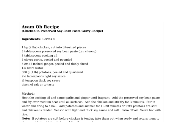 Ayam Oh Recipe