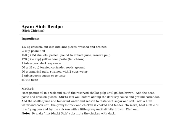 Ayam Sioh Recipe