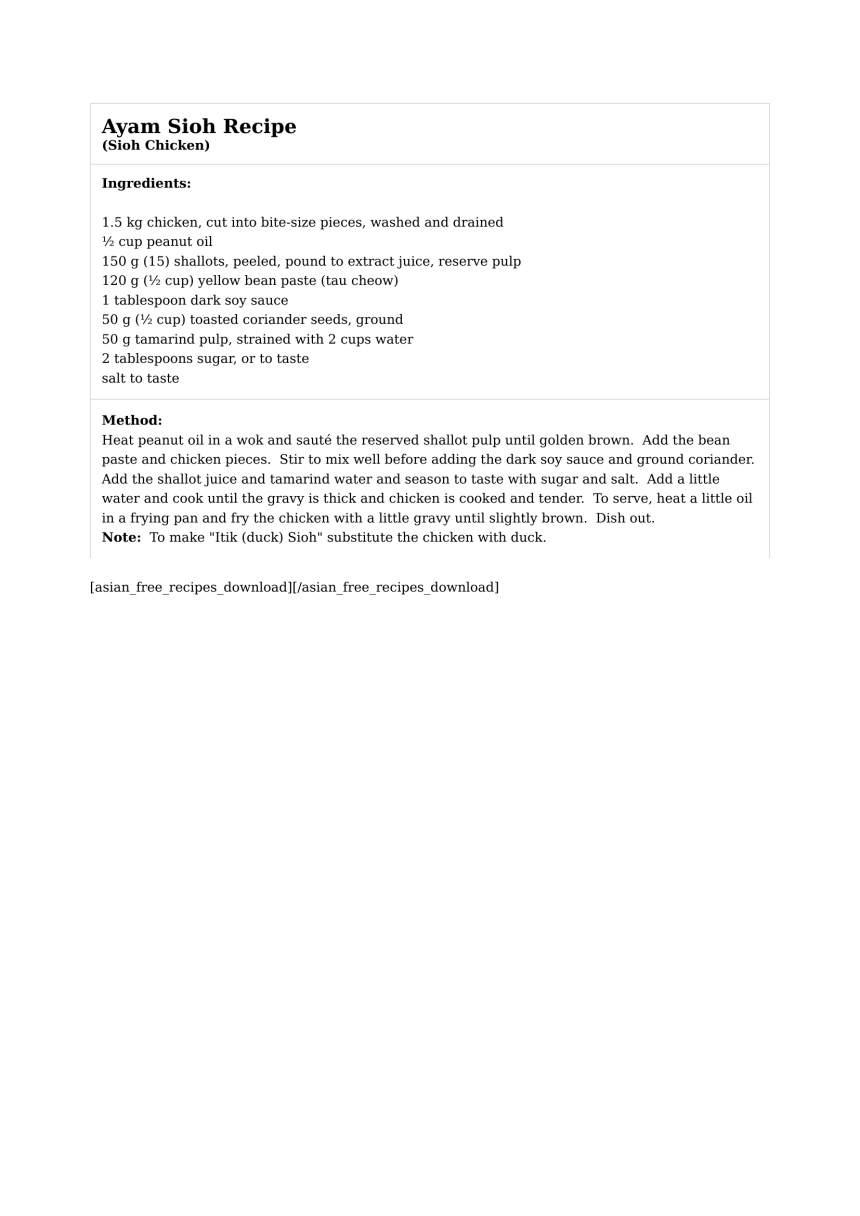 Ayam Sioh Recipe