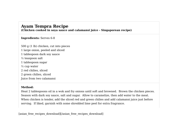 Ayam Tempra Recipe