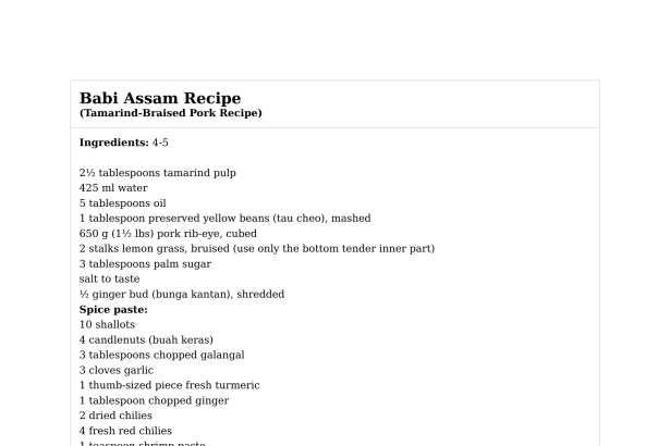 Babi Assam Recipe