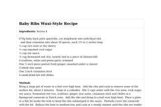 Baby Ribs Wuxi-Style Recipe