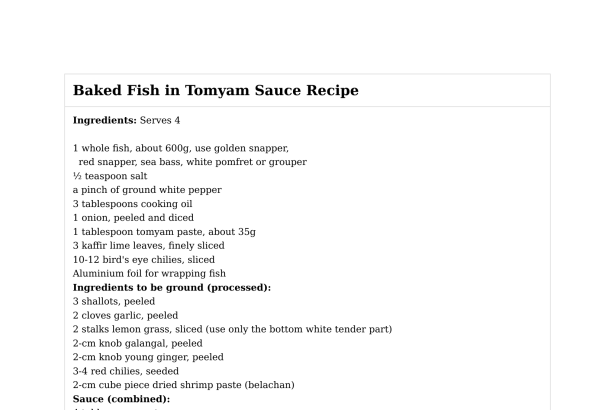 Baked Fish in Tomyam Sauce Recipe