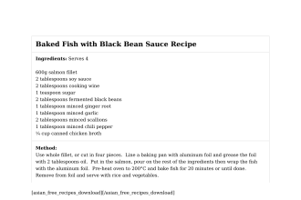 Baked Fish with Black Bean Sauce Recipe