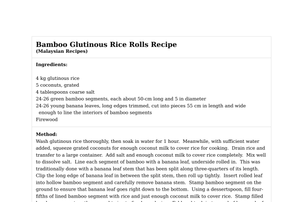 Bamboo Glutinous Rice Rolls Recipe