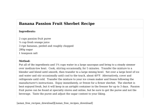 Banana Passion Fruit Sherbet Recipe