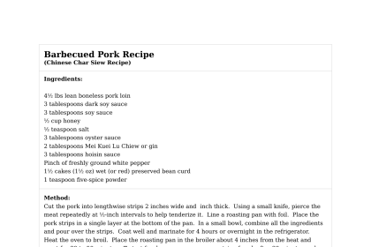 Barbecued Pork Recipe