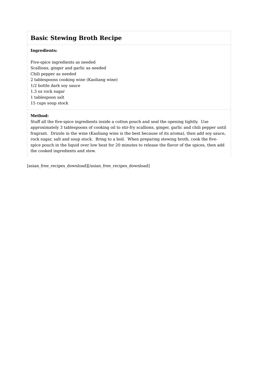 Basic Stewing Broth Recipe