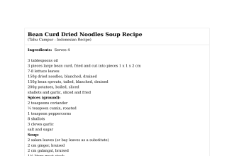 Bean Curd Dried Noodles Soup Recipe