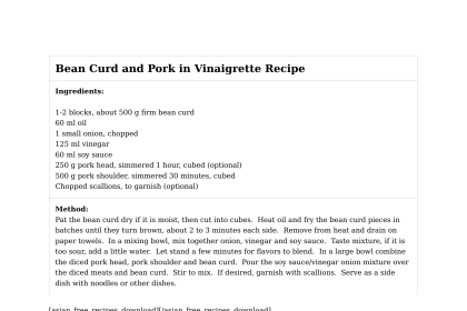 Bean Curd and Pork in Vinaigrette Recipe