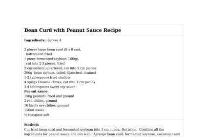 Bean Curd with Peanut Sauce Recipe