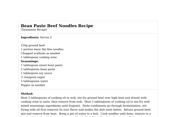 Bean Paste Beef Noodles Recipe