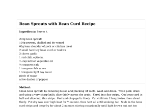 Bean Sprouts with Bean Curd Recipe