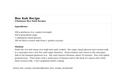 Bee Koh Recipe