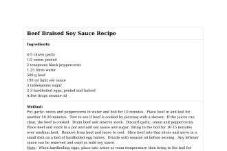 Beef Braised Soy Sauce Recipe