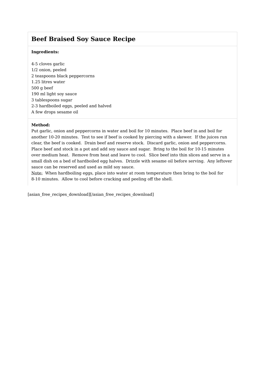 Beef Braised Soy Sauce Recipe