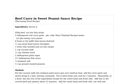 Beef Curry in Sweet Peanut Sauce Recipe