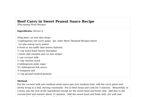 Beef Curry in Sweet Peanut Sauce Recipe