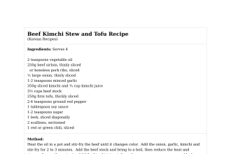 Beef Kimchi Stew and Tofu Recipe
