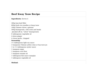 Beef Kway Teow Recipe