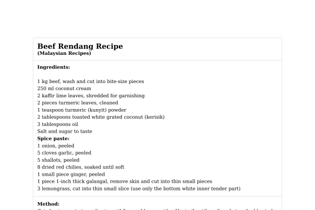 Beef Rendang Recipe