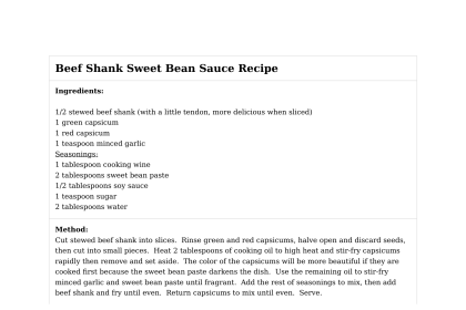 Beef Shank Sweet Bean Sauce Recipe