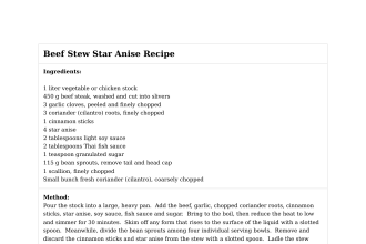 Beef Stew Star Anise Recipe