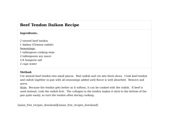 Beef Tendon Daikon Recipe