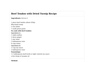 Beef Tendon with Dried Turnip Recipe
