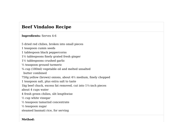 Beef Vindaloo Recipe