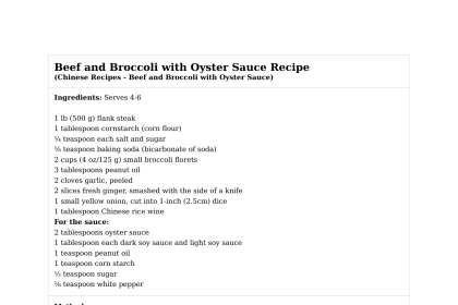 Beef and Broccoli with Oyster Sauce Recipe