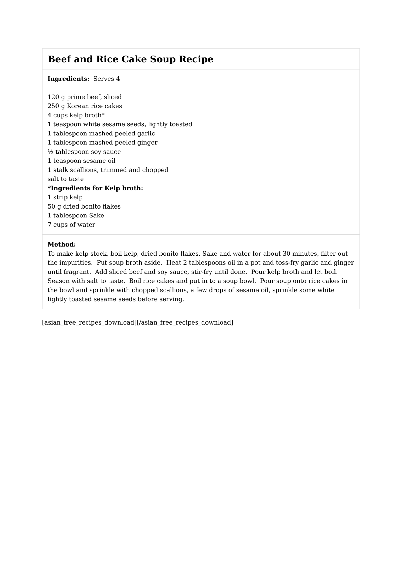 Beef and Rice Cake Soup Recipe