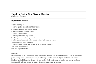 Beef in Spicy Soy Sauce Recipe