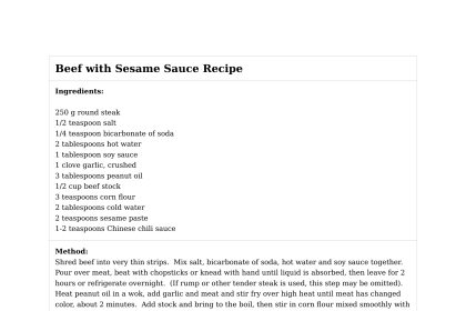 Beef with Sesame Sauce Recipe