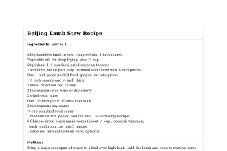 Beijing Lamb Stew Recipe