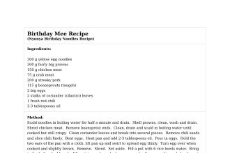 Birthday Mee Recipe