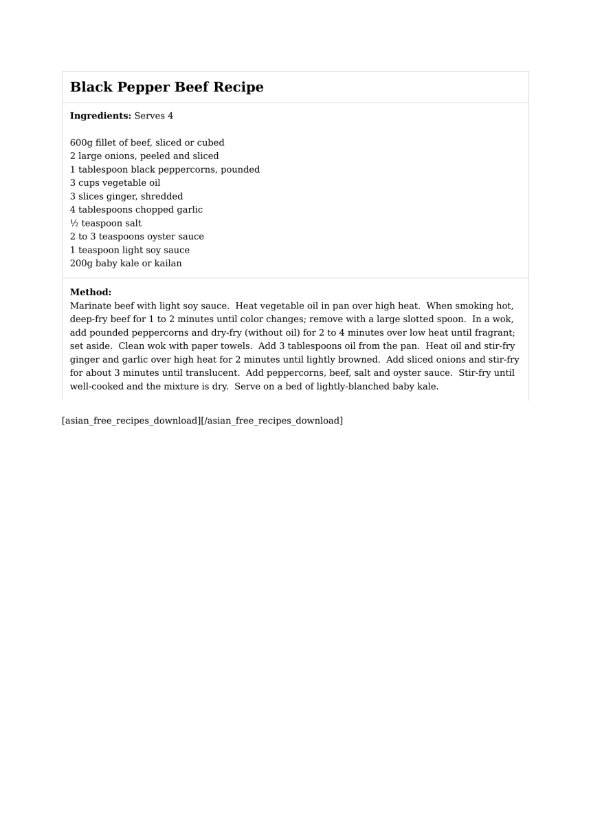 Black Pepper Beef Recipe