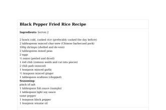 Black Pepper Fried Rice Recipe