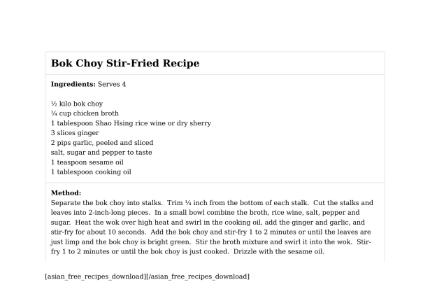Bok Choy Stir-Fried Recipe
