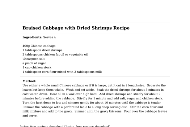 Braised Cabbage with Dried Shrimps Recipe